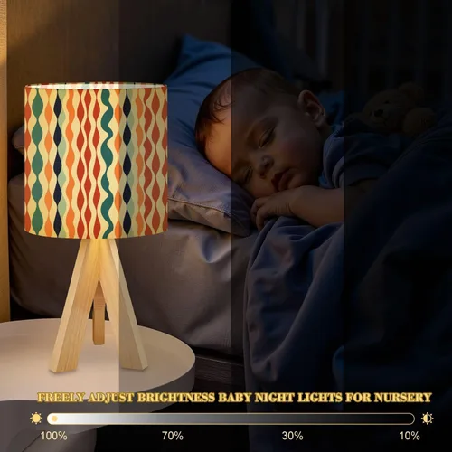 Miniatura 6 de Tripod Table Lamp Retro Checkered Peel Stick Geometric Abstract Modern 1970s Bedside Lamps Small Lamp Nightstand Lamp with Linen Lampshade Table