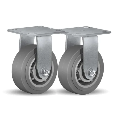 Miniatura 14 de Ruedas giratorias de alta resistencia 4x2, ruedas industriales, ruedas de goma (banda de rodadura plana), juego de 1 con capacidad de hasta 450