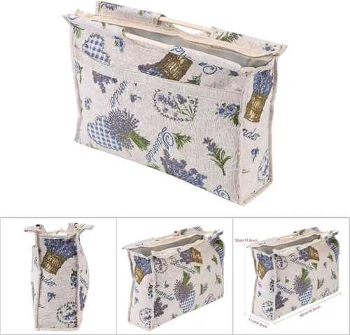 Miniatura 4 de GOTOTOP Bolsa organizadora de hilo para tejer, bolsa de almacenamiento para agujas de tejer, bolsa de almacenamiento de tela tejida con mango