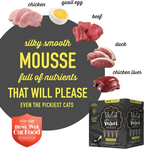 Miniatura 5 de Tiki Cat After Dark, Mousse de Terciopelo, Paquete de Variedad, Fórmula Sin Granos y Sin Papas, con Alta Proteína y Carne de Órganos Mezclada Densa