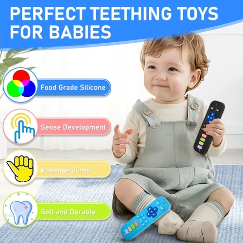 Miniatura 4 de Avkast Juguetes de dentición para bebés de 3, 6, 12, 18 meses, juguetes mordedores para bebés con forma de control remoto de TV, juguetes
