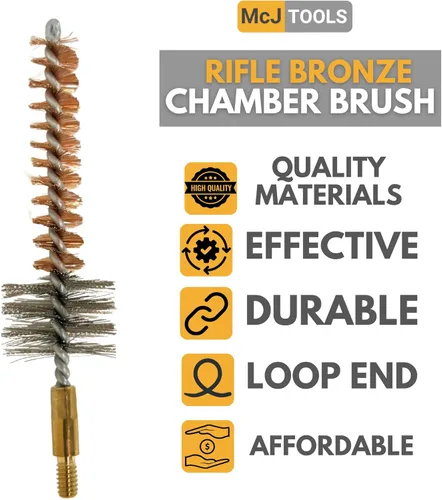 Miniatura 2 de McJ Tools Cepillo de Cámara de Bronce para Limpieza Paquete de 10 7.62mm/.308Cal - Cepillos de Limpieza de Armas de Bronce Premium con Cerdas