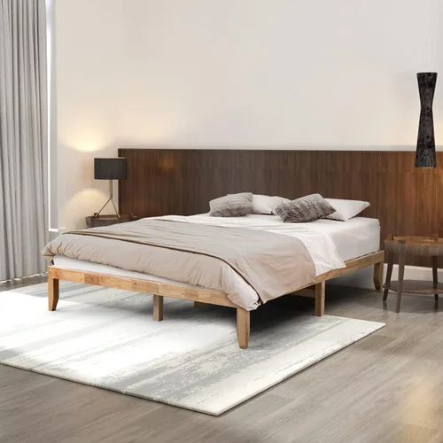 Miniatura 8 de Marco de cama de madera de goma tamaño Queen con almacenamiento para dormitorio, marco de cama resistente con soporte de listones de madera maciza