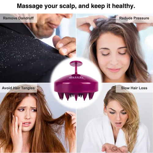 Miniatura 6 de HEETA Masajeador de cuero cabelludo para el crecimiento del cabello, cerdas de silicona suaves para eliminar la caspa y aliviar la picazón