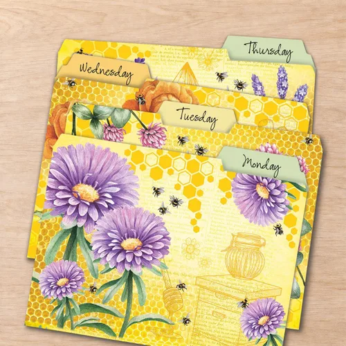 Miniatura 9 de Current Bee Friends - Paquete económico de carpetas de archivos, juego de 24 a granel, 6 bonitos diseños decorativos, pestañas de corte de 1/3