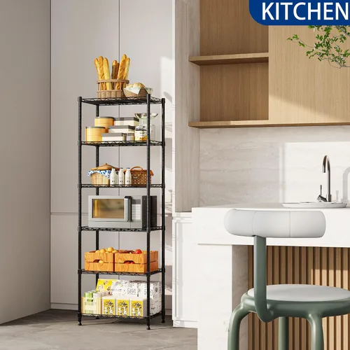 Miniatura 2 de REGILLER Estantería de alambre de acero con 6 estantes, unidad de almacenamiento ajustable para lavandería, baño, cocina, despensa, armario