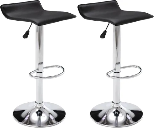 Miniatura 12 de Vogue Furniture Direct - Juego de 2 taburetes de bar ajustables, taburetes de bar giratorios de cuero sintético con elevación, silla de bar sin