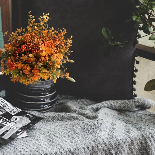 Miniatura 7 de Flores artificiales de otoño para exteriores, plantas falsas, 6 paquetes de plantas sintéticas para exteriores, boj, no se decolora, arbustos
