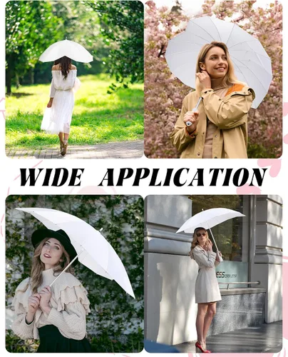 Miniatura 5 de Chunful 4 piezas en forma de corazón Brolly en forma de corazón para niñas, paraguas para siempre amor, paraguas blanco para novia, San Valentín