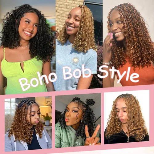 Miniatura 6 de Urbeauty Cabello Humano para Trenzar para Trenzas Boho Bob - Cabello Bohemio de Onda Profunda para Trenzar - Negro Azabache, 14 pulgadas Sin Nudos
