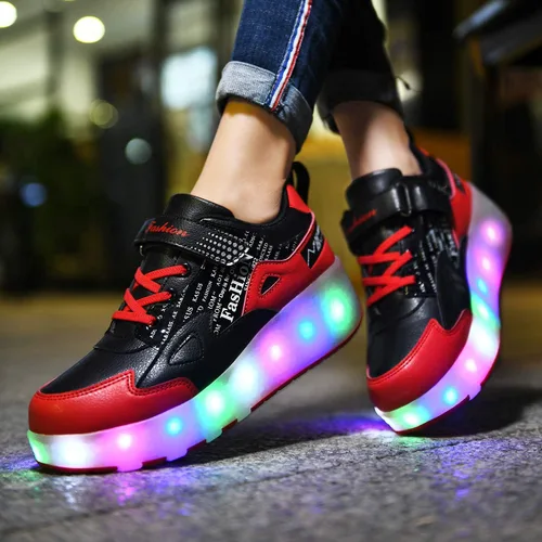 Miniatura 6 de HHSTS Zapatos para niños – Nuevos mejorados con ruedas zapatos de luz LED de colores patines rodantes brillantes zapatos de patinar regalos simples