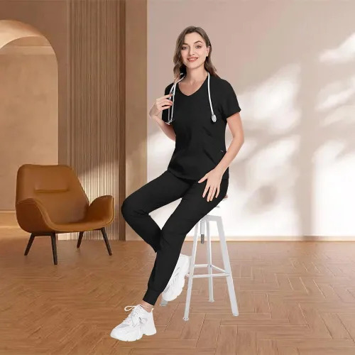 Miniatura 32 de niaahinn Conjunto de uniformes médicos para mujer, uniformes de enfermería, cuello en V clásico y pantalones quirúrgicos para correr