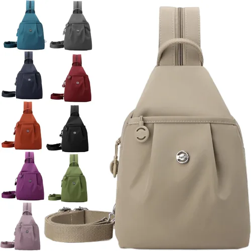 Miniatura 16 de Bolsa impermeable de 2 vías, bolsa de hombro convertible Oxford de gran capacidad, bolsa cruzada para mujer, mochila de viaje, Negro -, Mediana