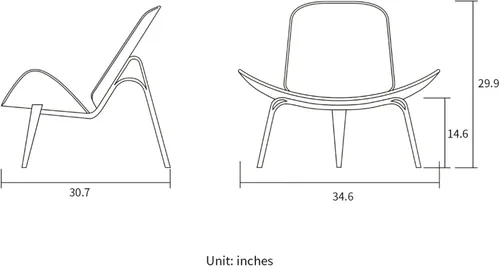 Miniatura 3 de Hans Wegner Style Silla de tres patas, silla de madera contrachapada de ceniza con tapicería de piel sintética negra, muebles de sala de estar
