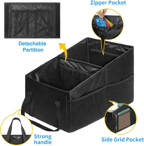 Miniatura 5 de Organizador de automóvil, organizador de asiento trasero de automóvil para niños, organizador de automóvil con divisiones, asas y múltiples