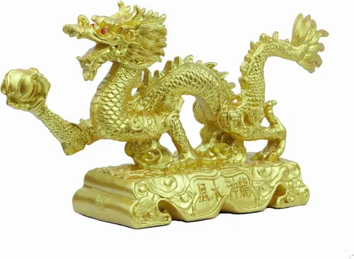 Estatua y figuras y esculturas y coleccionables de oro chino del dragón del feng Shui para la suerte y el éxito