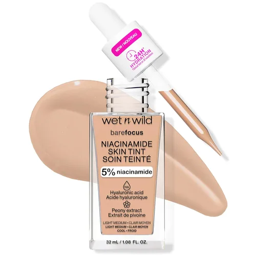 Miniatura 38 de wet n wild Bare Focus Tinte para la Piel, Enriquecido con 5% Niacinamida, Cobertura Ligera Transparente Modulable, Acabado Radiante Natural, Claro