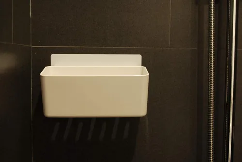 Miniatura 8 de Estante de baño, estante adhesivo para ducha, organizador de baño, sin taladro, cesta de ducha de plástico, estante de almacenamiento blanco