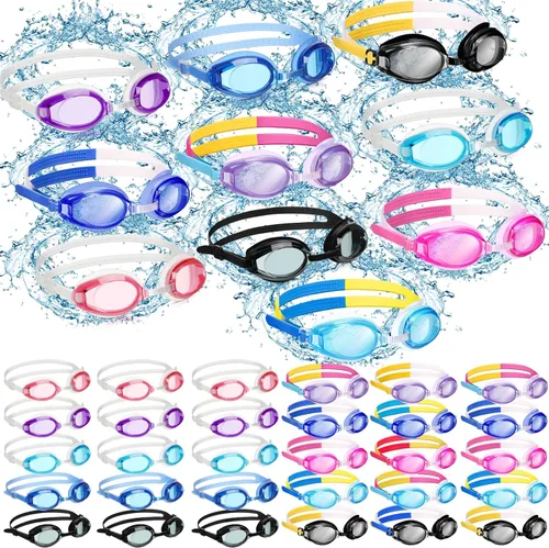 Macarrie Paquete de 50 gafas de natación para niños, gafas de natación para niños, gafas de natación antivaho sin fugas