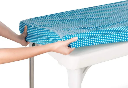 Miniatura 11 de TopTableCloth Mantel de vinilo de plástico con reverso de franela, 2 unidades, 6 pies, 72 x 30 pulgadas, mantel a cuadros rojos y blancos, esquina
