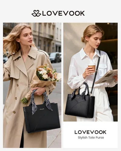 Miniatura 5 de LOVEVOOK Purses and Handbag for Women, Waterproof PU Leather Tote Purse with Scarf, Satchel Top Handle Bags with Strap