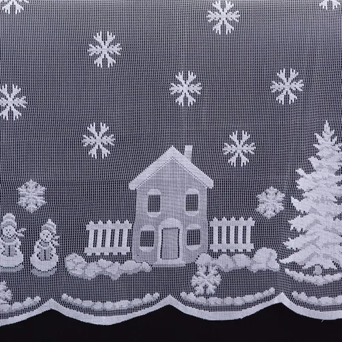 Miniatura 2 de Rockcloud Mantel de encaje de poliéster de 82 x 59 pulgadas, mantel rectangular vintage de alce de copo de nieve blanco para fiestas de Navidad