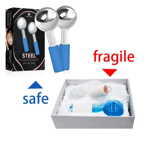 Miniatura 7 de Globos de hielo para faciales Rodillo de enfriamiento de acero irrompible Bastones criogénicos para rostro Masajeador para rostro, cuello