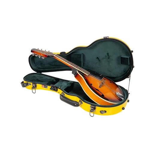 Miniatura 20 de Crossrock Estuche de mandolina de fibra de vidrio – contorneado para estilo F (se adapta a Gibson F5) Brillo plateado, terciopelo verde bosque