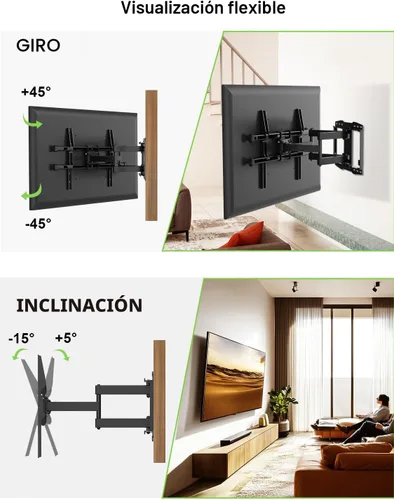 Miniatura 4 de USX Mount Soporte de pared para TV de movimiento completo para televisores de 37 a 82 pulgadas, soporte de pared giratorio e inclinable para TV