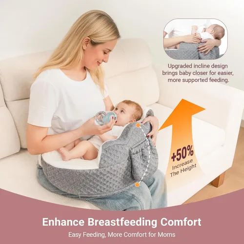 Miniatura 2 de Almohada de lactancia elevada con almohada de brazo, almohada ergonómica de seguridad de espuma viscoelástica para lactancia materna, correa
