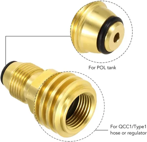 Miniatura 2 de Adaptadores de Tanque de Propano Joywayus Convierten la Válvula de Servicio POL del Tanque LP a QCC1 de Latón Sólido de Ajuste Universal (Tipo 1)