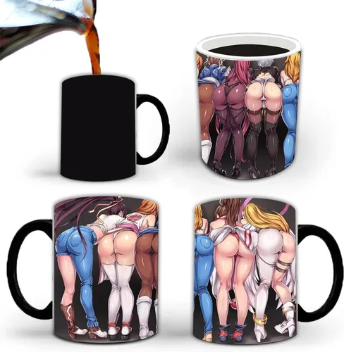 Taza de café divertida, regalos de elefante blanco para adultos, taza de café de belleza de anime, taza que cambia de color (11 onza), regalos de