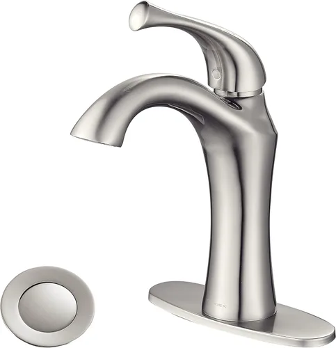 Miniatura 6 de Grifo de baño, grifo de lavabo de una sola manija, grifo de fregadero de baño de 1 o 3 agujeros con placa de drenaje emergente, color negro mate