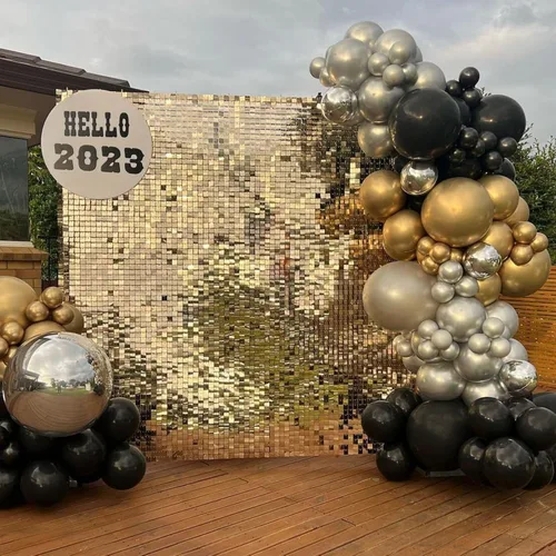 Miniatura 6 de Paready - Globos negros y dorados, 60 globos de 12 pulgadas de confeti dorado, globos de látex para fiestas con cintas para cumpleaños, graduación