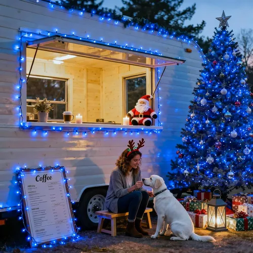 Miniatura 7 de JMEXSUSS 500 luces LED azules de Navidad al aire libre, 173 pies, 8 modos, tira de luces de Navidad, impermeable, luz LED azul para árbol enchufable