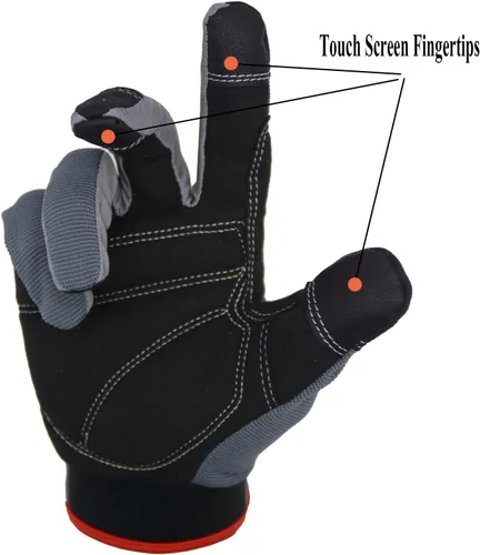 Miniatura 4 de HANDLANDY Guantes de trabajo para hombre y mujer, guantes de trabajo de mecánicos de uso general con pantalla táctil, guantes de trabajo flexibles