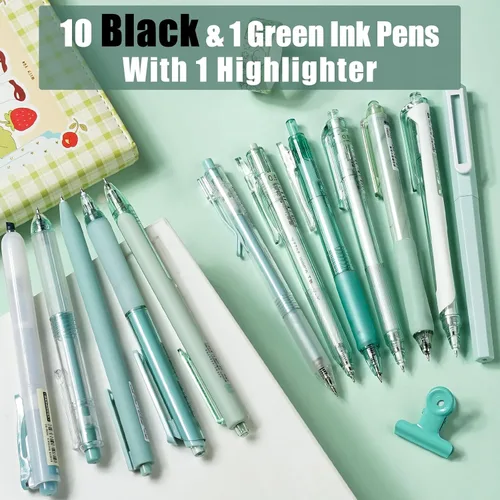 Miniatura 2 de Four Candies Forest Series - Bolígrafos de gel, tinta negra y verde, juego de marcadores y marcadores de escritura suave, suministros de oficina