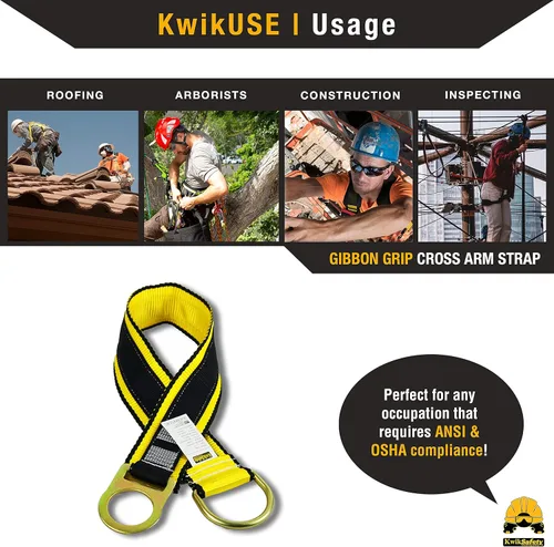 Miniatura 5 de KwikSafety – Charlotte, NC – GIBBON GRIP Correa de Anclaje de Seguridad de 3 pies para Brazo Cruzado, Anclaje de Viga Choker, Sistema de Arresto