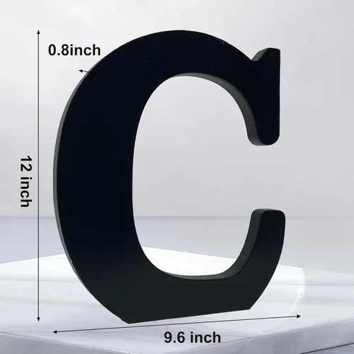 Miniatura 2 de AOCEAN Letras de madera negra de 12 pulgadas, letras de madera sin terminar para Halloween, letras decorativas de pie, tablero de señalización