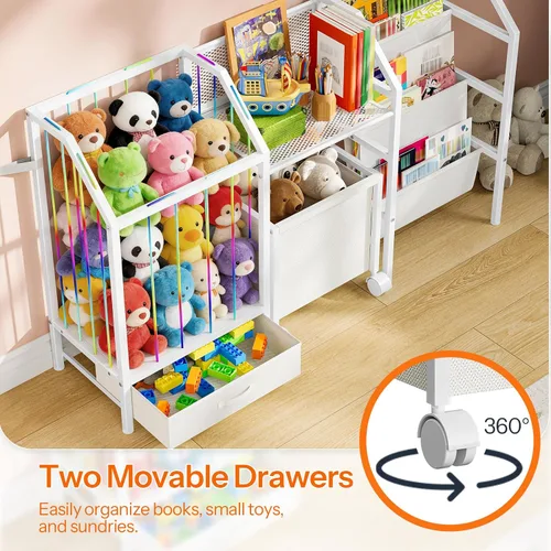Miniatura 6 de HOOBRO Estantería infantil y almacenamiento de juguetes, estante 4 en 1 para habitaciones de niños, organizador de almacenamiento de juguetes