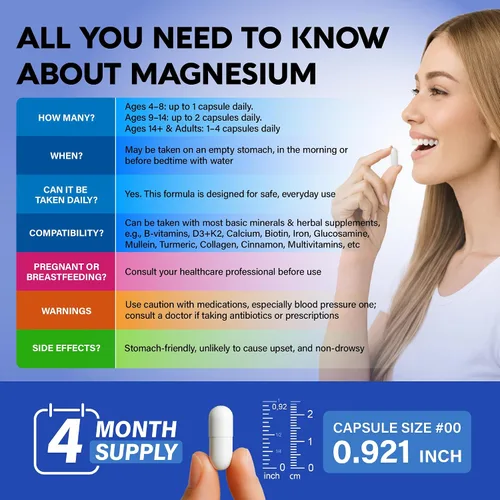 Miniatura 7 de Glicinato de magnesio 500 mg – Suplemento quelatado – Forma de alta absorción de magnesio – Apoyo para el sueño, la salud muscular y cardíaca