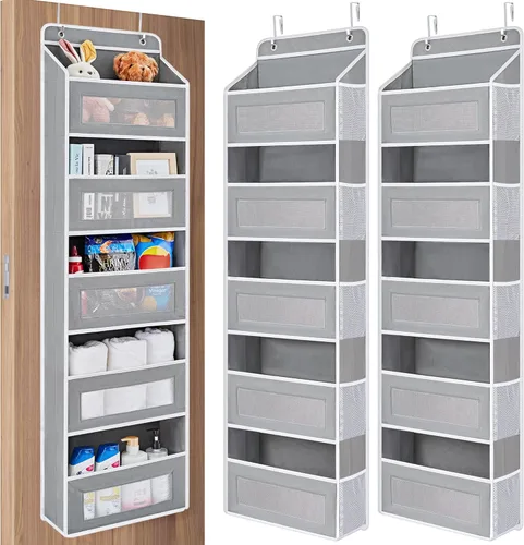 Miniatura 14 de JARLINK Organizador de almacenamiento sobre la puerta, organizador de puerta colgante de 5 estantes con 5 bolsillos de gran capacidad, anti