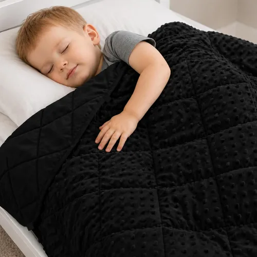 MAXTID Manta con Peso para Niños de 3 Libras Mantas Pesadas Reversibles Negras 36"x48" Manta Cálida Hush Regalos Negro