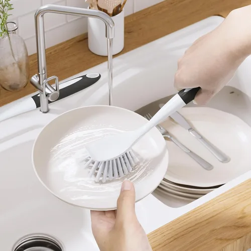 Miniatura 8 de Amazer Cepillo para platos con asa, paquete de 2 cepillos de cocina para limpieza, limpiador de platos con cerdas rígidas para fregadero, ollas