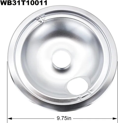 Miniatura 3 de WB31T10010 y WB31T10011 - Sartenes de goteo cromadas de repuesto compatibles con GE Hotpoint Electric Range con ranura de bloqueo, incluye 3