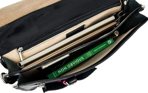Miniatura 6 de Maletín de cuero para laptop Attache Medium Time Resistance, Negro