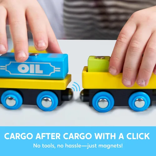 Miniatura 5 de Juego de tren de madera de 12 piezas y 110 piezas para niños de 2 a 8 años, tren magnético de la ciudad y Montessori, compatible con pistas