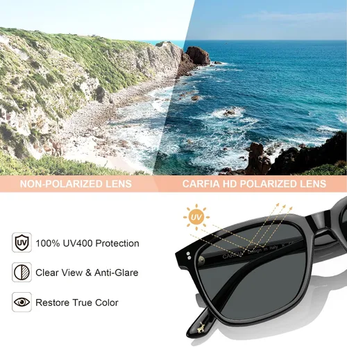 Miniatura 42 de Carfia Chic - Lentes de sol polarizados para mujer, protección UV400, marco de acetato pulido a mano