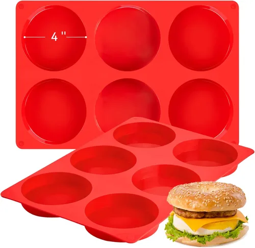 Miniatura 8 de Puyeipt Paquete de 2 moldes de silicona para mordeduras de huevo, sartenes redondas antiadherentes de silicona para frittata, sándwiches