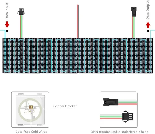 Miniatura 4 de WS2812B RGB LED Digital Flexible Panel de luz direccionable individualmente WS2812 8X8 16X16 8X32 Módulo LED Matriz Pantalla DC5V